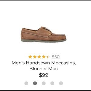 LL Bean Mens Signature leather lace-up hand sewn moccasin like new